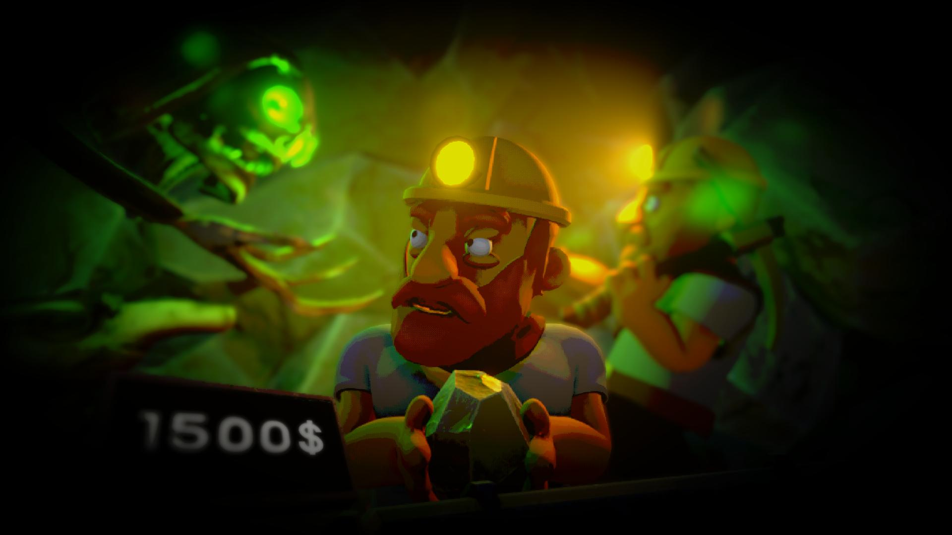 Игрок встречает существо с зелёными глазами в пещере Hollow Deep